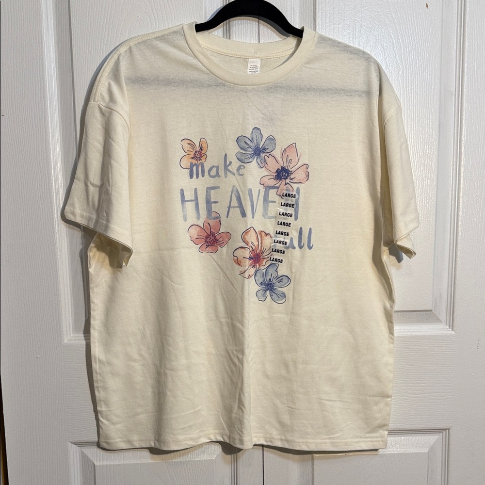 Cream Graphic T-Shirt with Floral Design